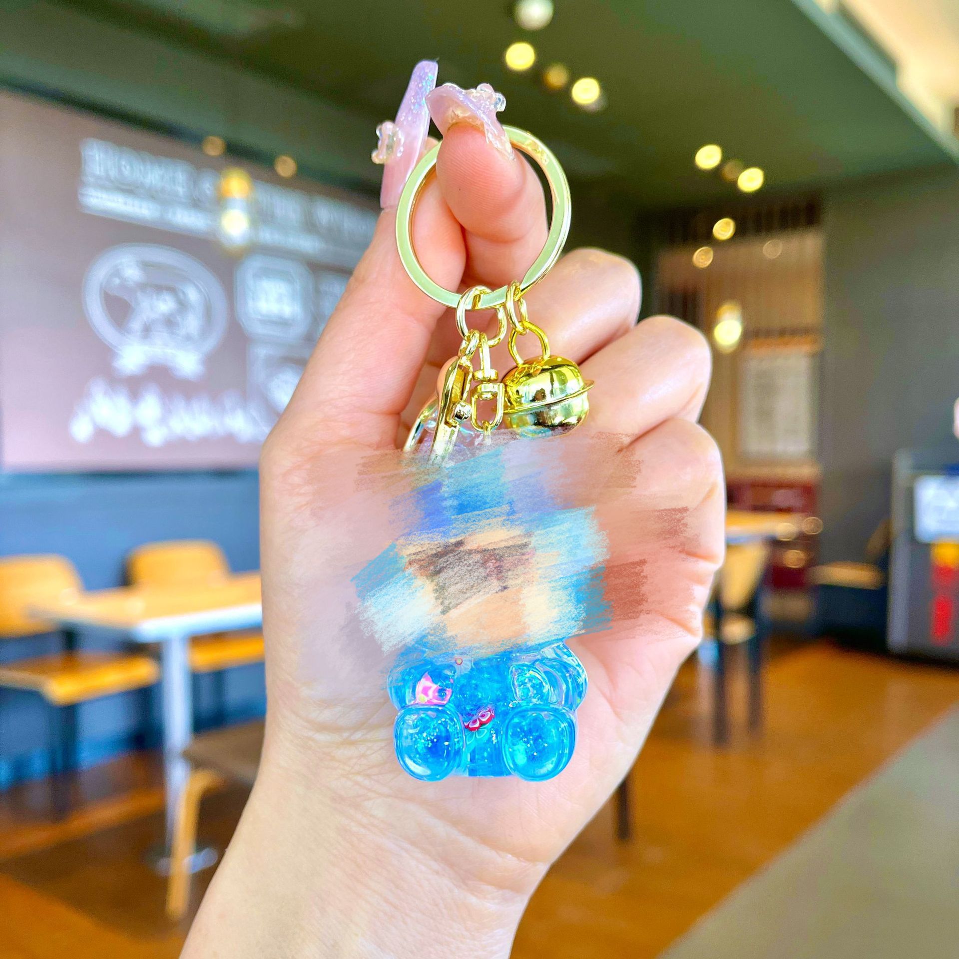 골드 하드웨어 [블루] 야광 버블 비즈 작은 천 천