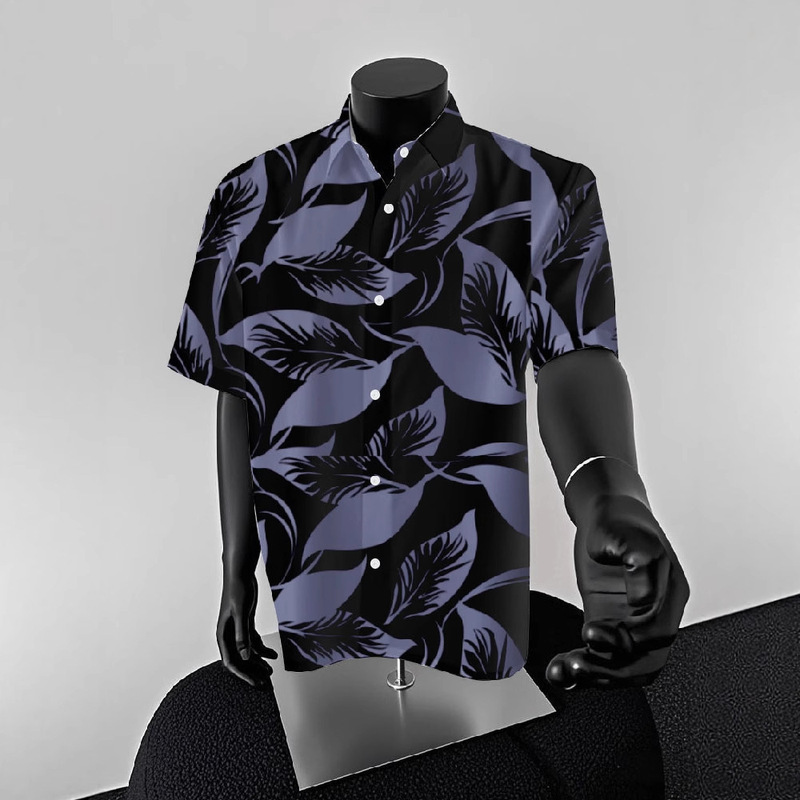 Cross-Border Trendy Brand Colorful Beach Shirts for Couples to Match Casual Vacation Travel Summer Ice Silk Drape Short-Sleeved Shirts