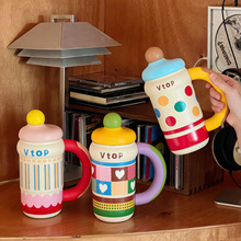 不锈钢保温杯女高颜值吸管杯户外便携随行水杯大容量陶瓷冰霸杯子