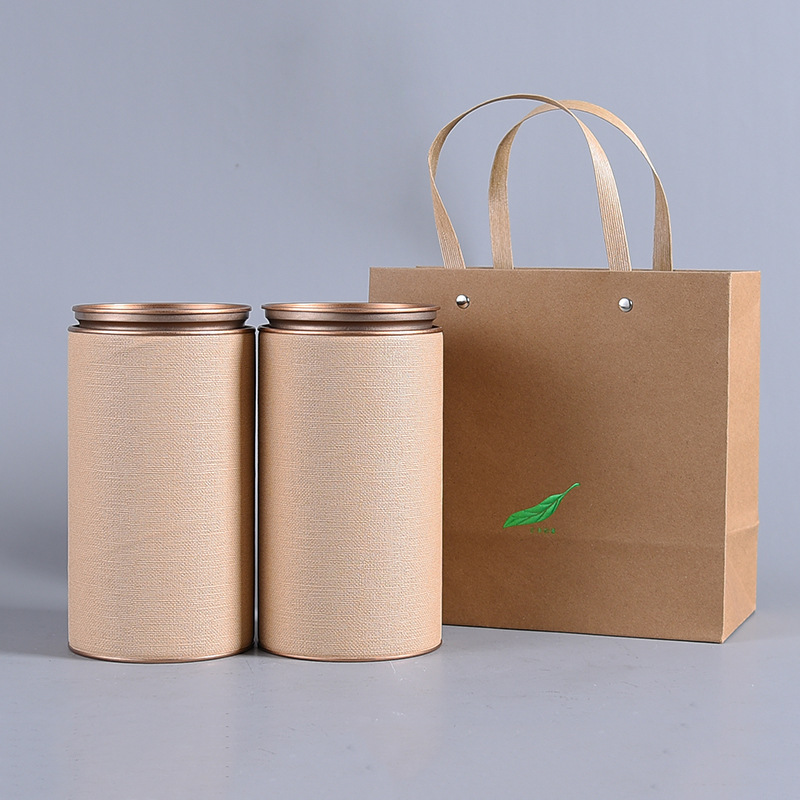 茶叶纸罐铁盖礼盒包装普洱茶散茶通用防潮密封罐特种纸茶叶罐定制