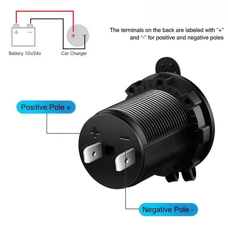 Car, Truck, Motorcycle, Electric Vehicle Modified Cigarette Lighter Socket 12-24V Black Without Light Cross-Border Hot-Selling Car