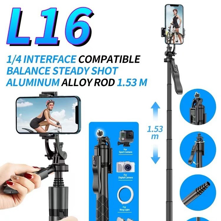 Soporte para teléfono móvil Bluetooth Selfie Stick al aire libre 360 piso portátil PTZ transmisión en vivo Trípode alargado L16
