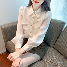 早春季白色雪纺衬衫女装春装2025年新款潮流时尚上衣欧货衬衣女士