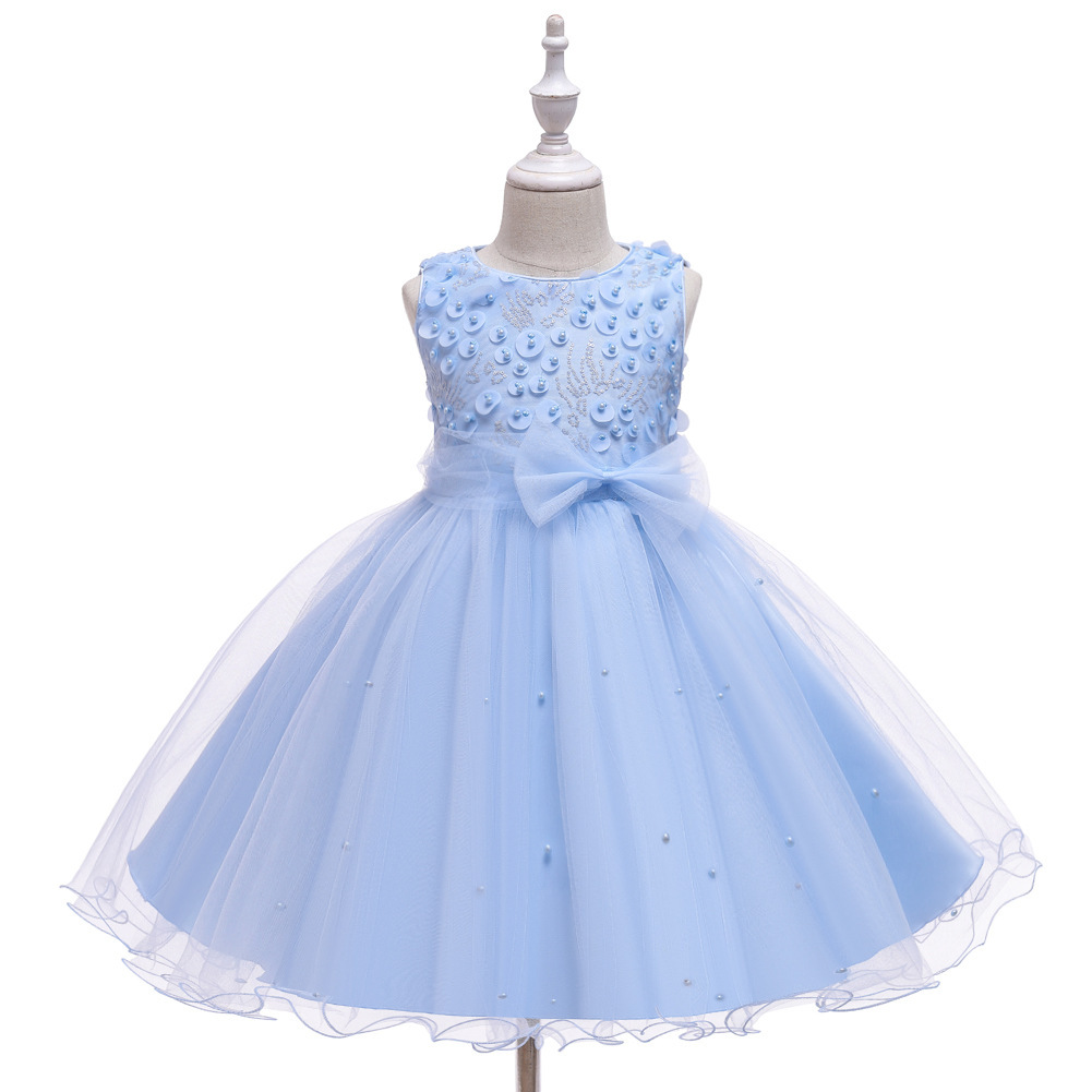 Fuente de comercio exterior vestido infantil vestido de princesa vestido sin mangas chaleco vestido de mano con cuentas de tela de tela