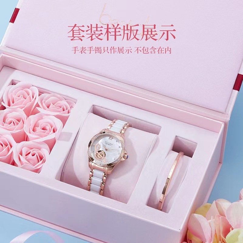 七夕情人节送女友女生老婆闺蜜结婚纪念玫瑰永生花手表礼盒套装