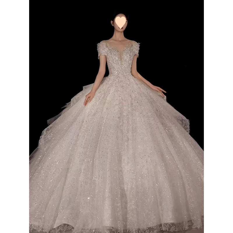 Abito da sposa da principessa in fuga con spalle scoperte, 2025, nuovo, di alta qualità, lavorazione artigianale pesante_voghion.com