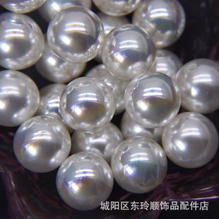 Factory supply imitation white shell magic round imitation pearl single hole steamed bread beads DIY hair clip earrings pendant accessories batch