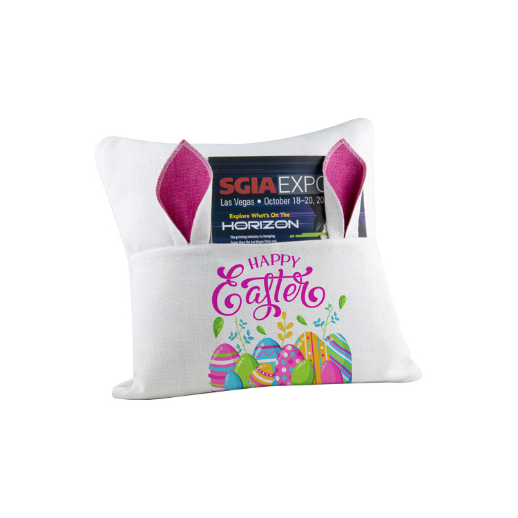 Transferencia Térmica funda de almohada conejo de Pascua cinturón de oreja funda de almohada de bolsillo salón dormitorio decoraciones 380g funda de almohada de lino de algodón