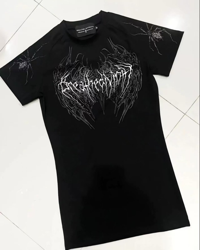 半袖 2025 新しい悪魔スパイダープリント Tシャツトップ多用途カジュアルトレンディなラウンドネック半袖|undefined
