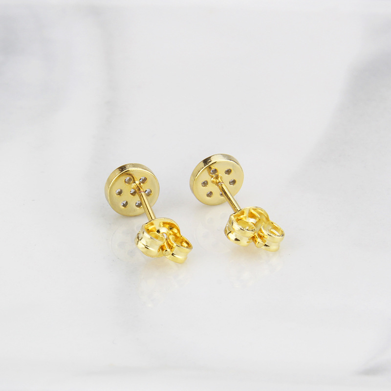 Boucles D&#39;oreilles Rondes Simples En Zirconium Incrusté display picture 5