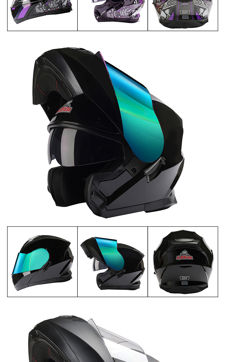 Bld Cross-Border Wholesale Bailide Motorcycle Helmet Flip-Up Visor Anti-Fog Breathable All-Season Full-Face Helmet