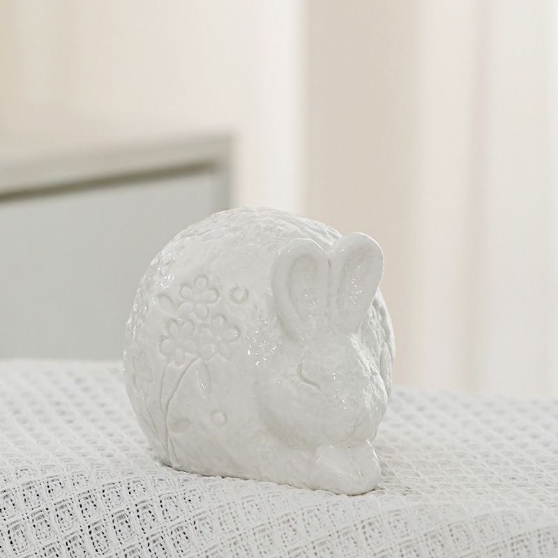 Nórdico abstracto pascua adorable conejo decoración animal blanco minimalista cerámica hogar al por mayor transfronterizo