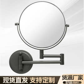 化妆镜壁挂浴室美容镜圆形伸缩折叠梳妆镜led带灯USB充电双面镜子