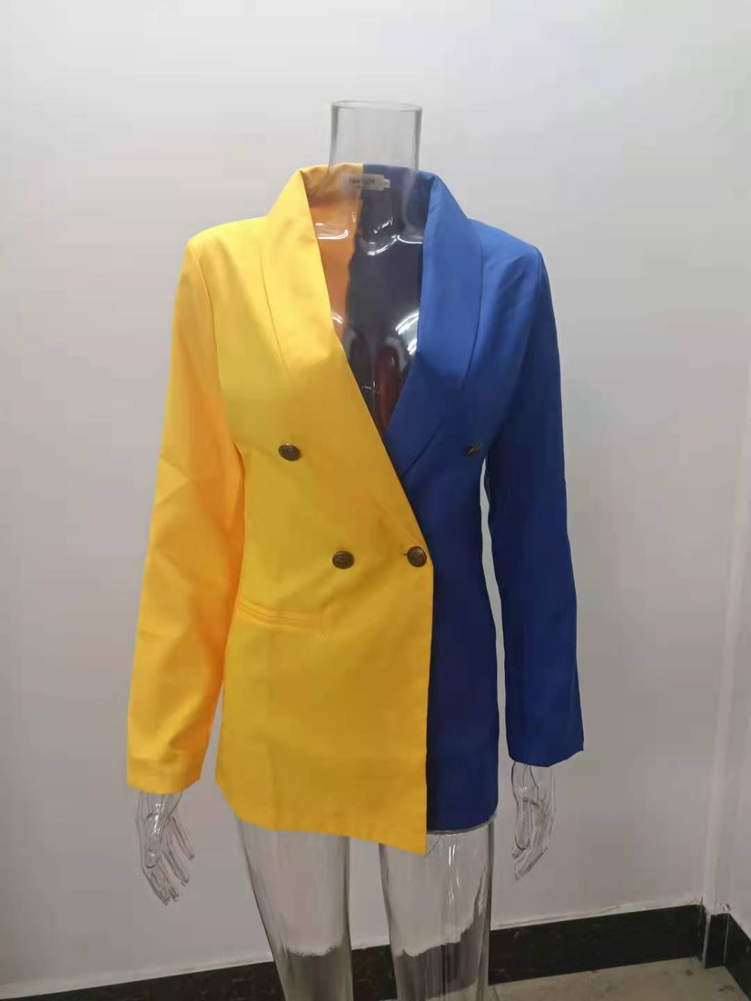 V-neck Cardigan Blazer Professional Wear For Women Patchwork Style_voghion.com