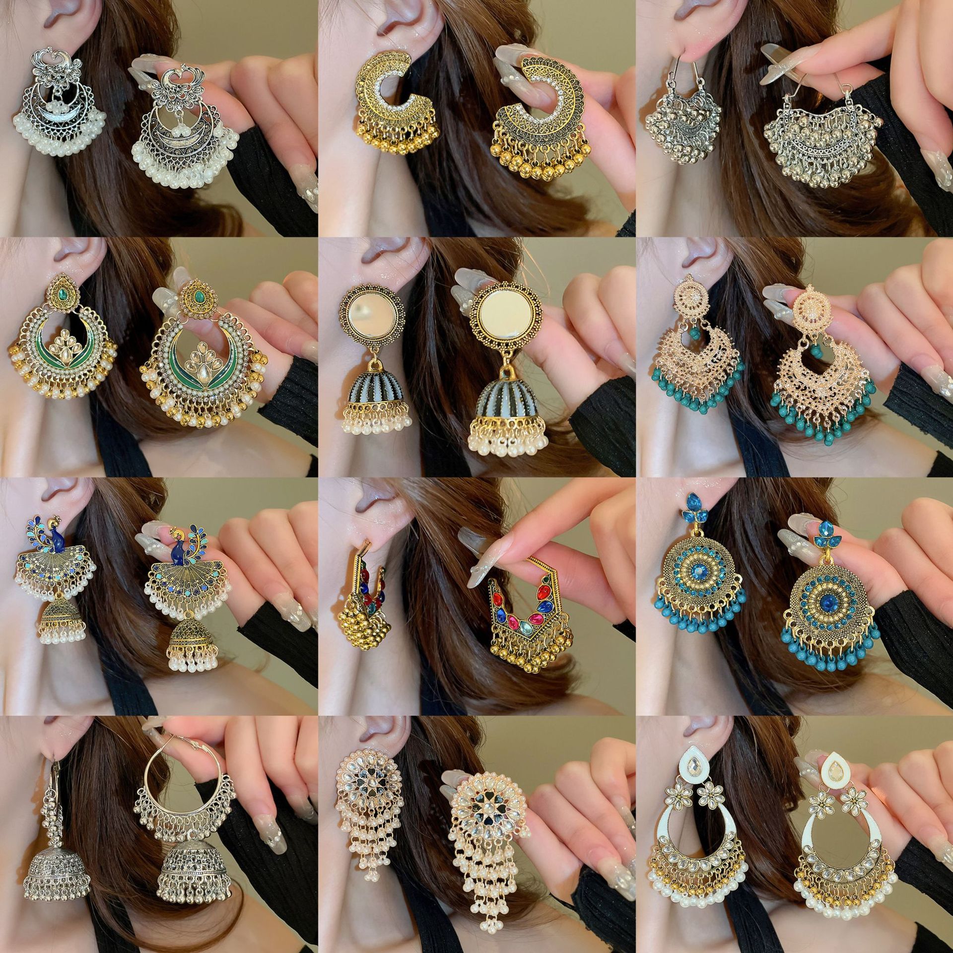 Pendientes de borla de media luna de fénix de estilo étnico Pendientes de diseño retro de nicho Pendientes de lujo ligero femenino de verano