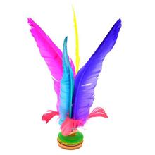 太仓牌xj2008彩色鹅毛成人健身毽球比赛专用大花毽牛筋底毽子