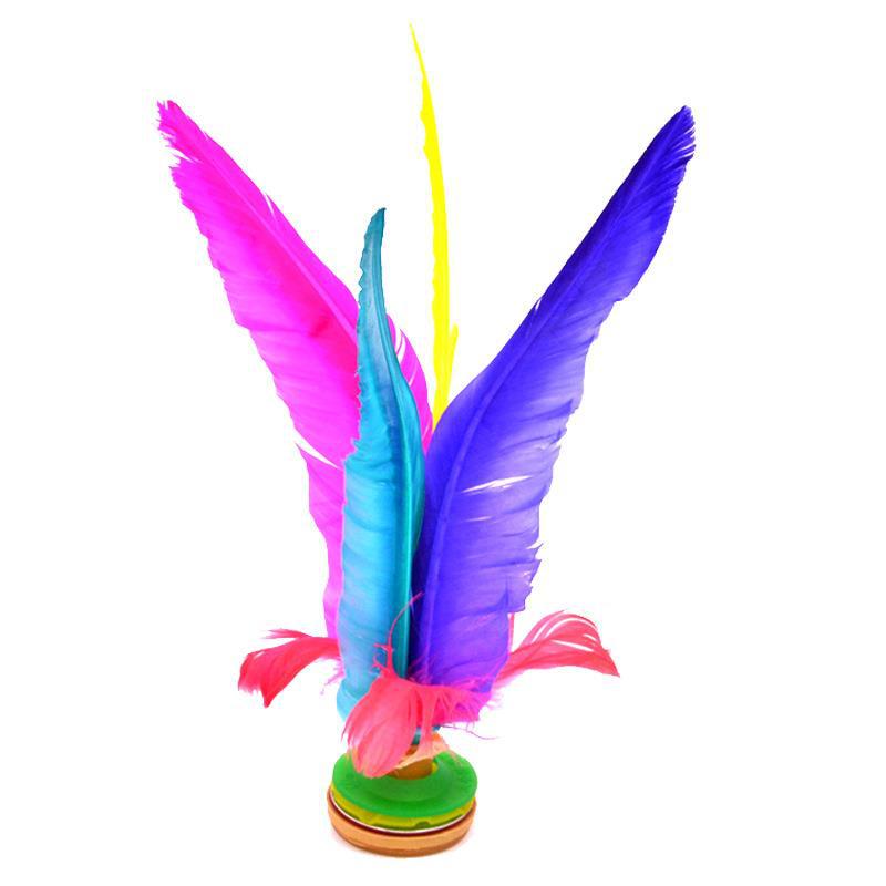 太仓牌xj2008彩色鹅毛成人健身毽球比赛专用大花毽牛筋底毽子