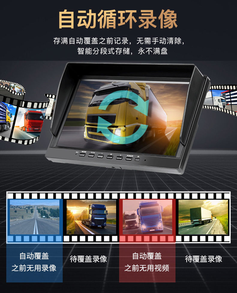 10inch Passenger and Cargo Vehicle Four-Way Monitoring Display Screen MP5 All-in-One Machine IPS High-Definition Reverse Camera Recorder Voice-Controlled Version