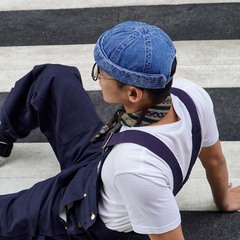 Gegeen domog日系水洗いカウボーイ瓜皮帽潮牌男女復古街頭ヒップホップ船乗り地主帽
