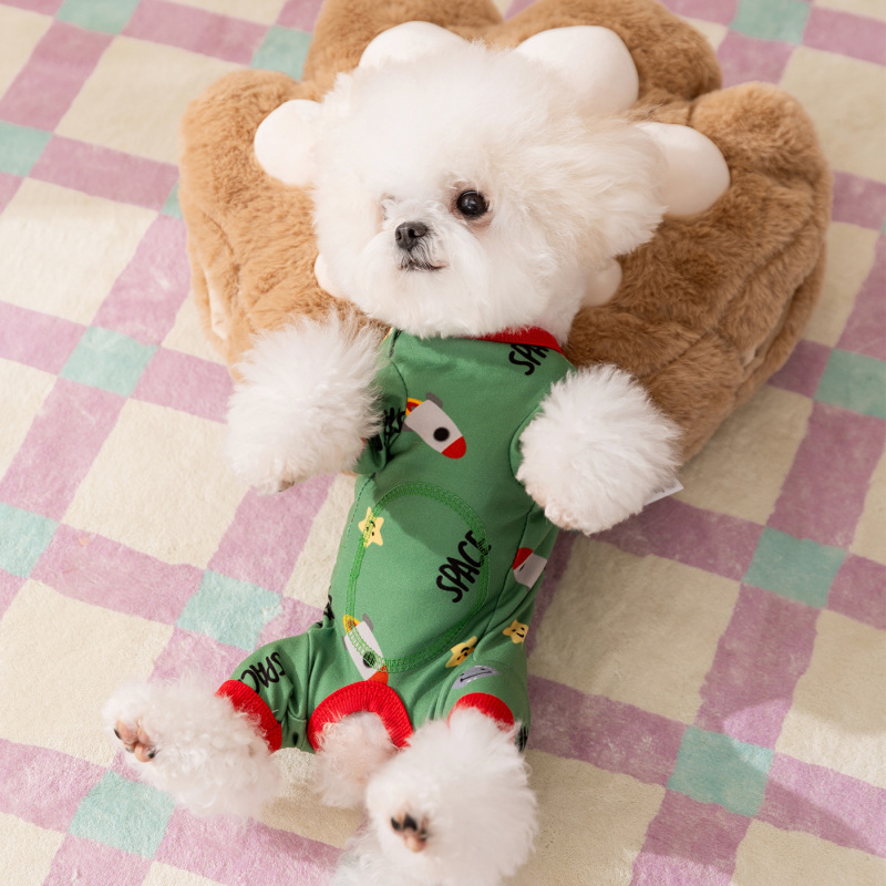 秋冬新款狗狗衣服探索宇宙四脚包肚衣中小型犬泰迪家居服宠物衣服|undefined