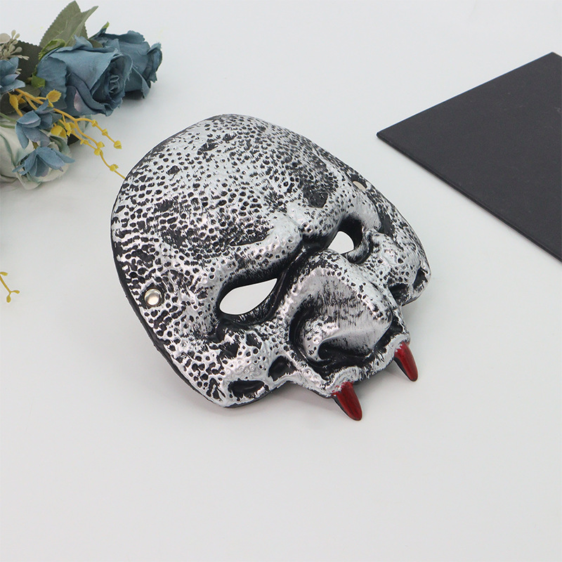 Amazon transfronterizo PU material verde Goblin Halloween carnaval máscara de disfraz de fiesta con dientes accesorios