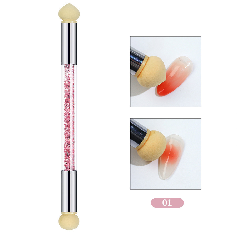 Herramientas de uñas pluma de esponja de uñas de doble cabeza pluma de color de punto pluma de tinta emborronada pluma de Arte de uñas gradiente ventas directas de fábrica