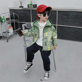 男童春秋装风衣外套2025秋季新款韩版儿童连帽帅气上衣中小童外衣