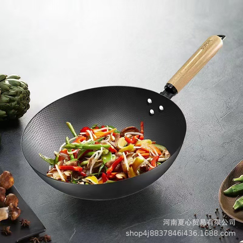 Supor VC32RF01 Wok 32cm Household Wok Flat Bottom Frying Wok Refined Iron Wok
