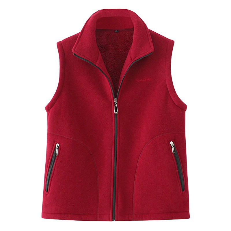 Плюс размер женский осенне-зимний Универсальный однотонный флисовый мягкий жилет на молнии для матери жилет пальто 188222