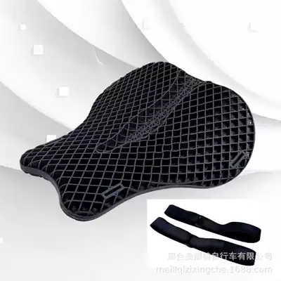 Gel Motorcycle Seat Cushion Honeycomb Waterproof Slip-Resistant Breathable Universal Electric Vehicle Seat Cushion Tpe Soft Rubber Shock-Absorbing Mesh Pad (Motorcycle cushion) - 26-types-of-honeycomb-gel-cushions-with-straps-black