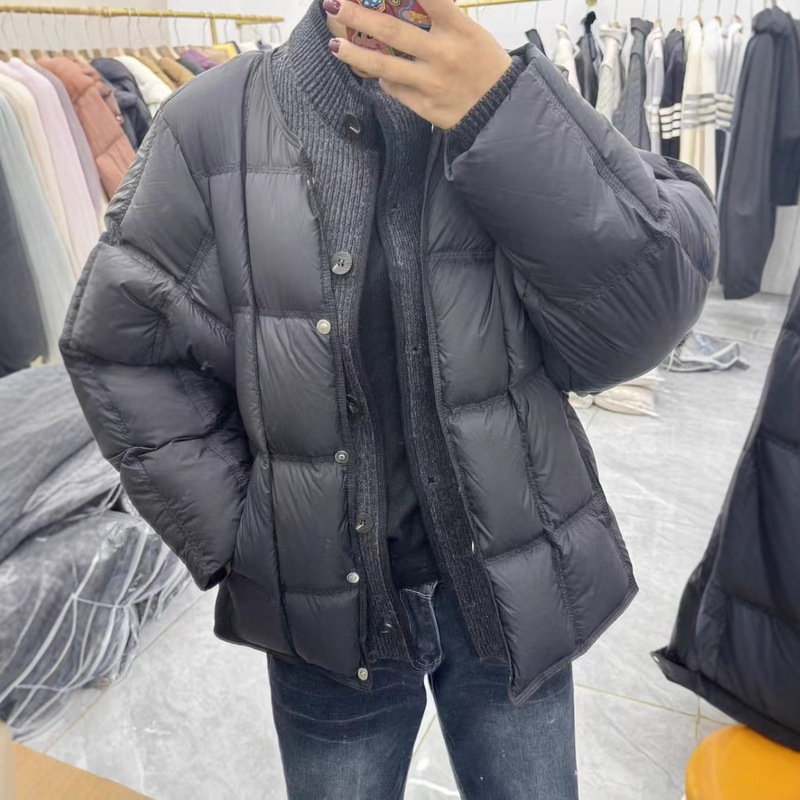 Korean Style Knitted Splicing Fake Two-Piece 90 White Duck down Jacket for Women 2025 Winter Loose Casual Bread Jacket Korean Style Knitted Splicing Fake Two-Piece 90 White Duck down Jacket for Women 2025 Winter Loose Casual Bread Jacket