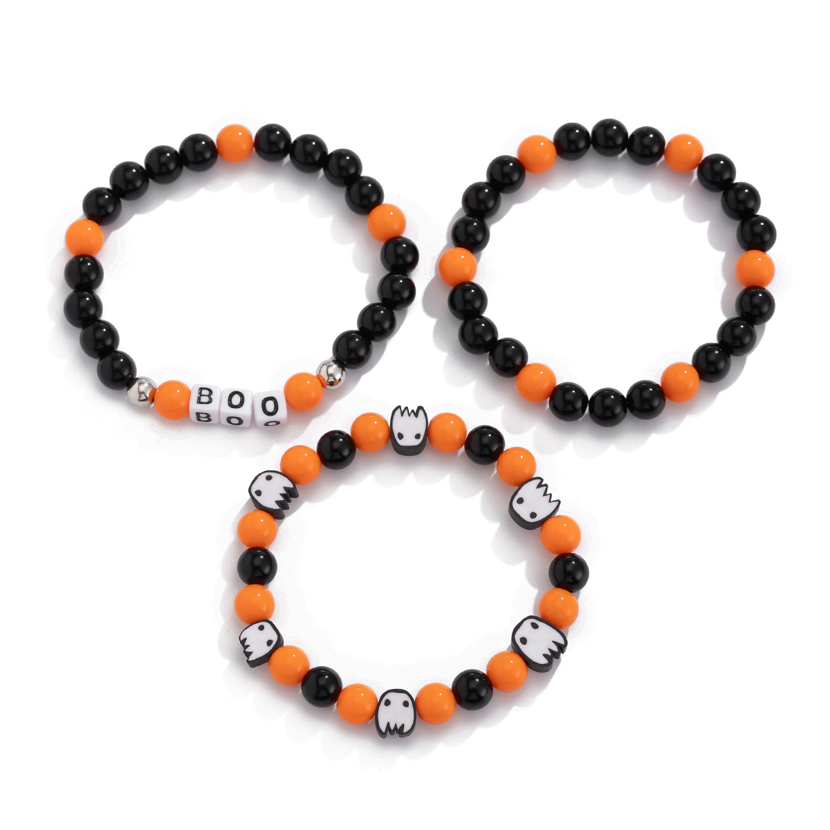 Pulsera de cerámica blanda multicapa con diseño de calabaza fantasma y viento de Ins, pulsera de bruja fantasma para fiesta de Halloween_voghion.com