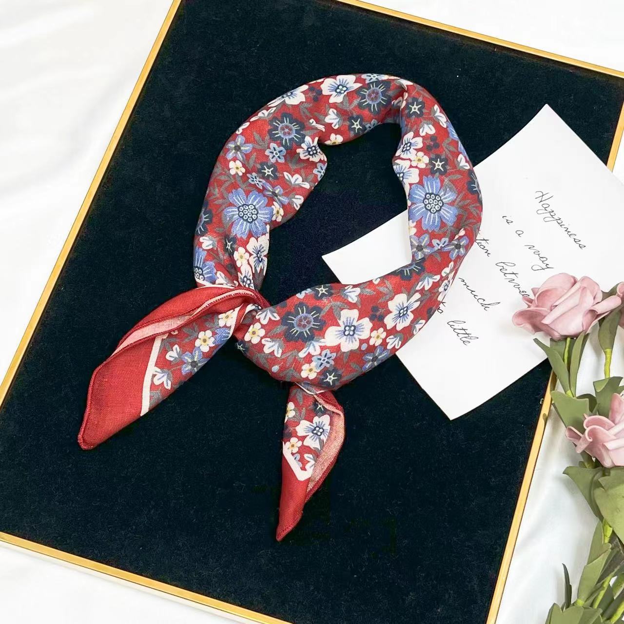 60g Weight Kerchief Classification Daily Occasion cotton and linen Material Flower Pattern Summer Season Women's Gender IG Style Style Women's IG Style Flower Cotton And Linen Kerchief 170