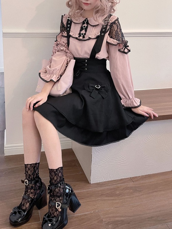 雷系裙子穿搭蝴蝶结日常背带裙小个子套装服饰服装蕾系半身裙穿搭|undefined