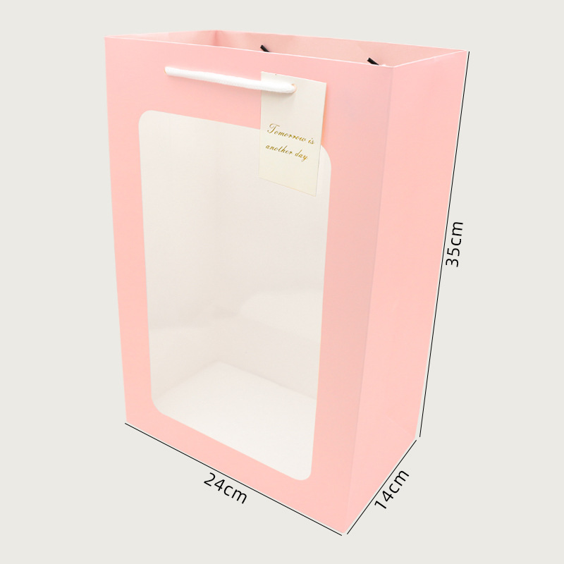 Bolso de ventana abierta Bolsa de ventana transparente de pvc Bolsa de embalaje de ramo de regalo cuadrado Bolsa de regalo de vacaciones al por mayor