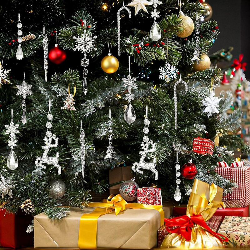 アイスストリップヘラジカクリスマスツリーウォータードロップアクリルアイスピックセットクリスマスツリーペンダント装飾品30個セット|undefined