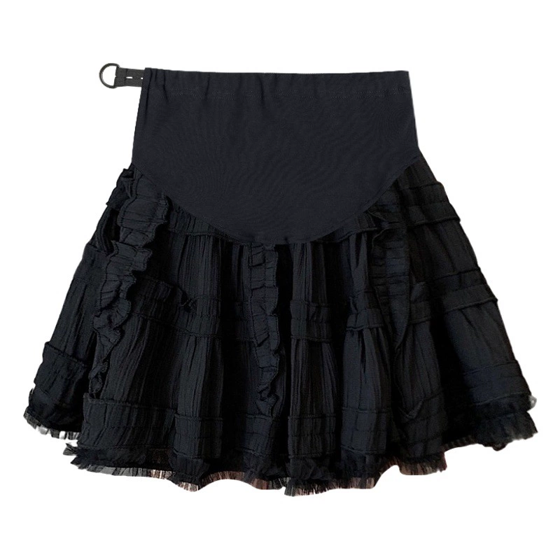 Короткая юбка для беременных летом старомодное чувство ретро плиссированная юбка-юбка летнего среднего и длинного живота торт юбка анти-свет