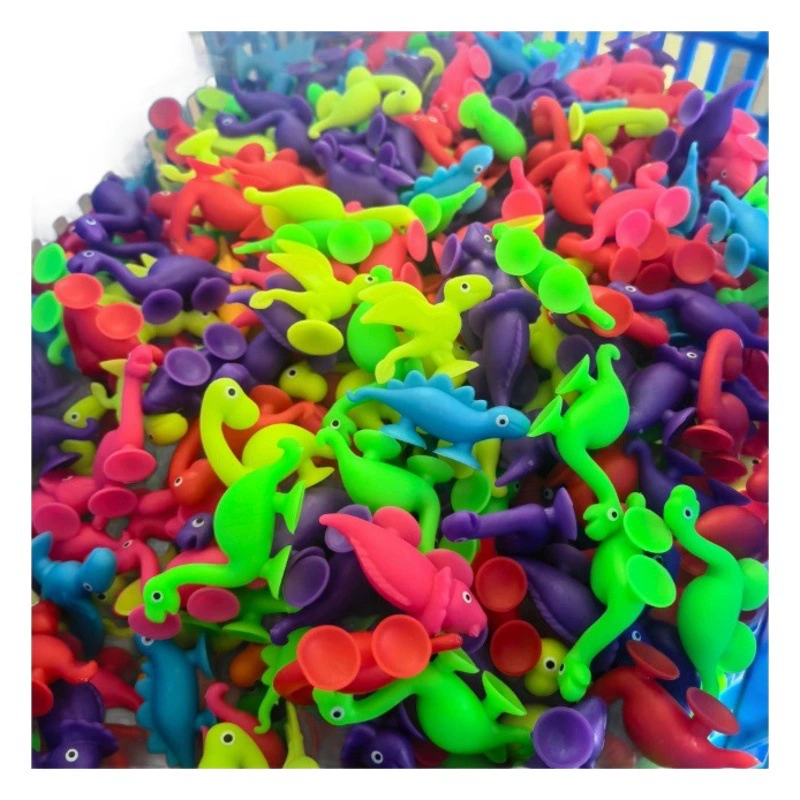 Оптовые фигурки динозавров из TPR на присосках, аксессуары для еды, случайные игрушки в яйцах-сюрпризах (гашапон), экологически чистые игрушки на присосках, липкие игрушки