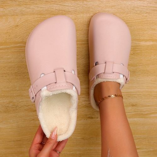 R 1782026 New European and American Women's Plain Fluffy Wooden Clogs with Soft Thick Soles
