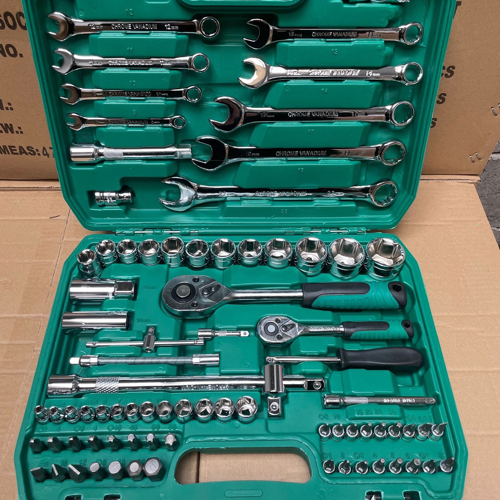 Wrench Combination, Qìchē Repair kit - 82-piece-24-tooth-standard-auto-repair-set-replace-if-broken
