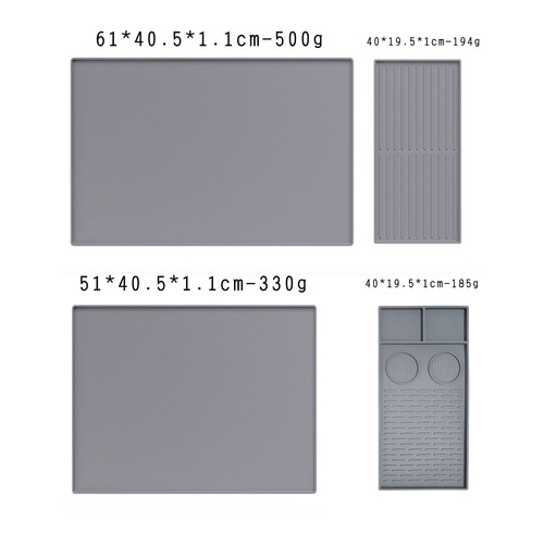 Silicone coffee machine mat European 2-piece detachable coffee bar mat Quick-drying square 2-in-1 protective mat