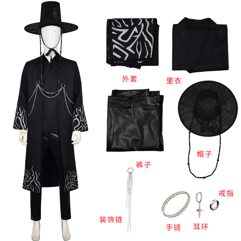 K-POP ハンターウィッチコスプレシャガボーイズグループ秦宇コス服ベビーブラック歌うスーツ|undefined