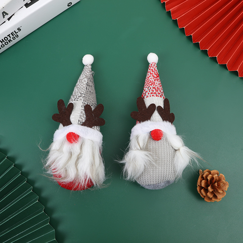 北歐風格聖誕節裝飾品 聖誕無臉娃娃老人公仔鹿角精靈魯道夫擺件