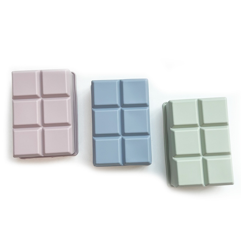 Molde de bandeja de hielo cuadrada de silicona de grado alimenticio de 6 compartimentos con tapa, caja de hielo para cubitos de whisky, juego Morandi listo para la venta