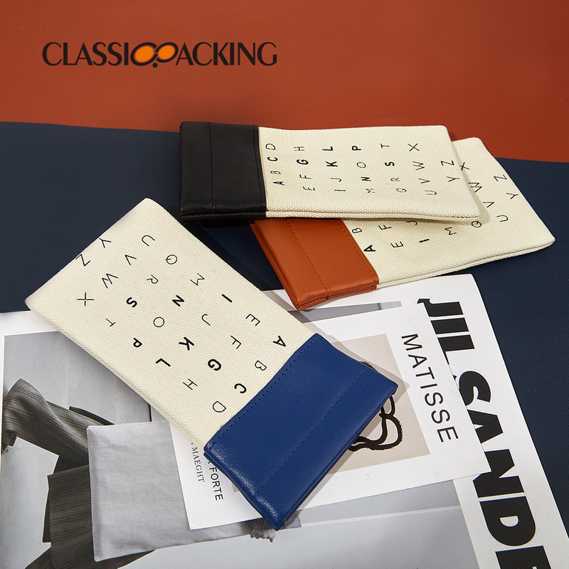 New Letter Glasses Bag Shrapnel Canvas Splicing Glasses Storage Bag Presbyopsis Sun Portable Student Glasses Bag