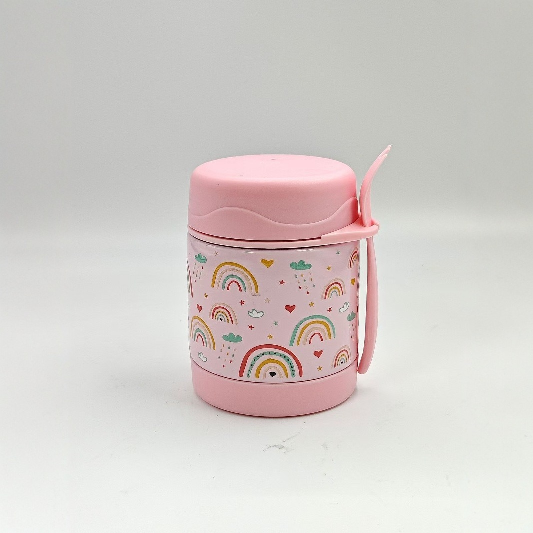 Fiambrera de acero inoxidable de 300ML, taza de estofado caliente de Amazon, contenedor de almuerzo para niños pequeño y portátil, tarjeta de lata de comida