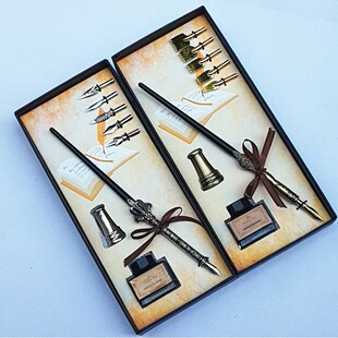 European-style retro feather pen wooden rod dipping pen suit fashion enterprise Xizang writing pen signature pen available