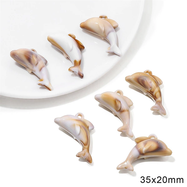 ↬↬↬Dolphin 1 35x20mm, hole diameter about 2mm, brown color, 10 pcs/pack (about 25g) ↫↫↫