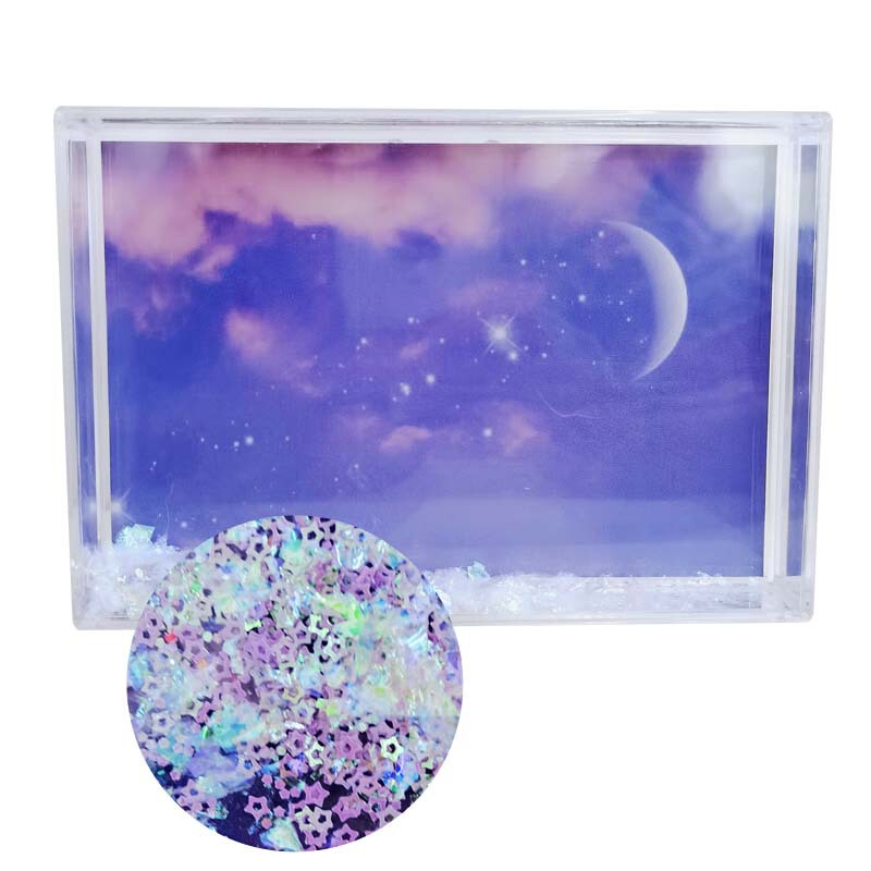 Purple Five-pointed Star Small Fresh and Healing Photo Paper Ornaments Decorative Photo Frame Students Birthday Gift quicksand Photo Frame