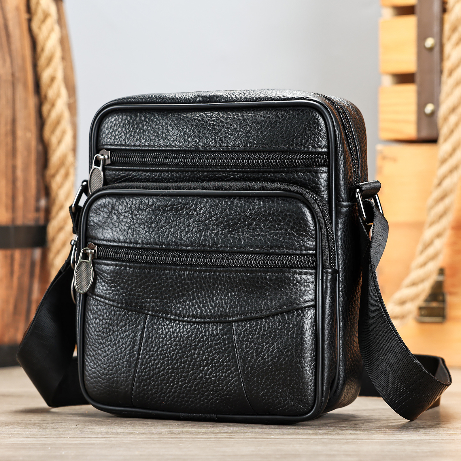 Ventas transfronterizas calientes de cuero para hombres mochila deportiva al aire libre mochila texturizada retro colección de bolsos de hombro